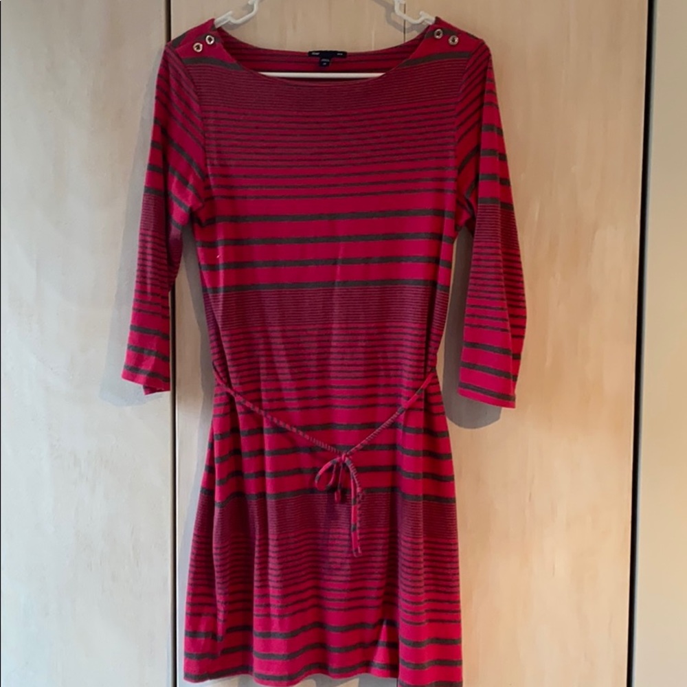 Gap pink & grey striped dress
